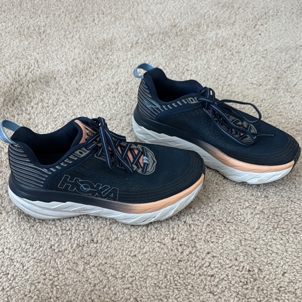 Hoka One One Navy and Peach Women's Sneakers